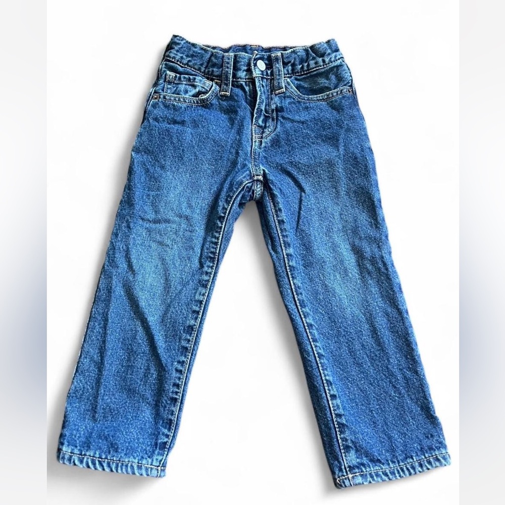 Gap 3y Fleece Lined straight denim pants. Adjustable waist.